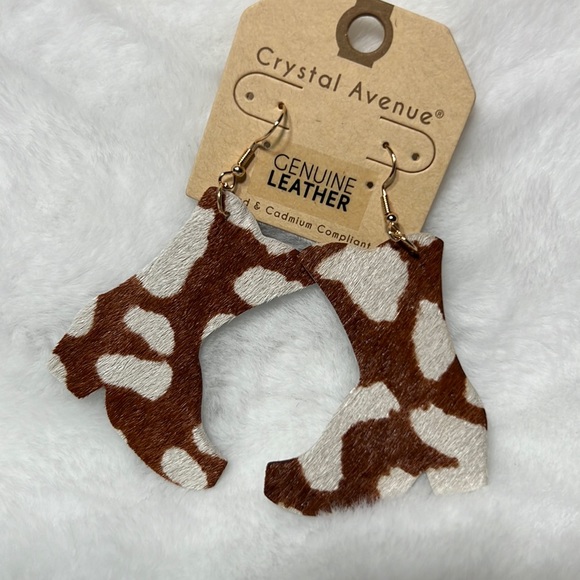 Jewelry - Brown Cowhide Boot Earring